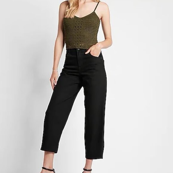 Ralph Lauren Cotton Preppy Chic Classic Black High-Rise Cropped Pants, Size 10 - Picture 1 of 6